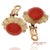 Vintage Gia Certified 14k Yellow Gold Natural Coral Earrings With Omega Back, Pair For Sale In New York - Image 6 of 13