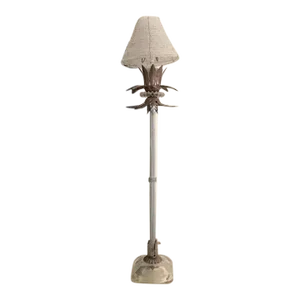 Vintage Mid 20th Century Glass and Metal Table Lamp