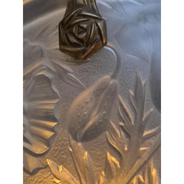 Art Nouveau Chandelier with Glass Shades and Decor of Poppies, France, 1920s For Sale - Image 4 of 8