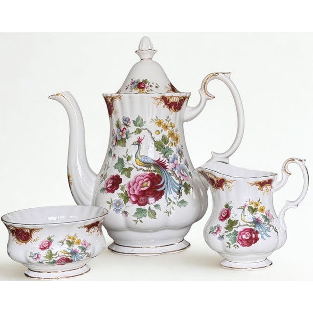 Presenting a hard-to-find coffee set in the Chatelaine pattern by Royal Albert. Produced from 1970-1981 and applicable to...