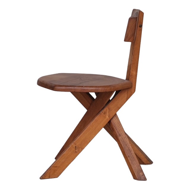 Mid-Century French Elm S34 Chair from Pierre Chapo, 1970s For Sale