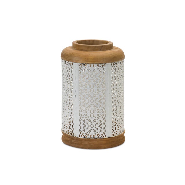 Modern Geometric Punched Metal Lantern (Set of 2) For Sale - Image 3 of 3