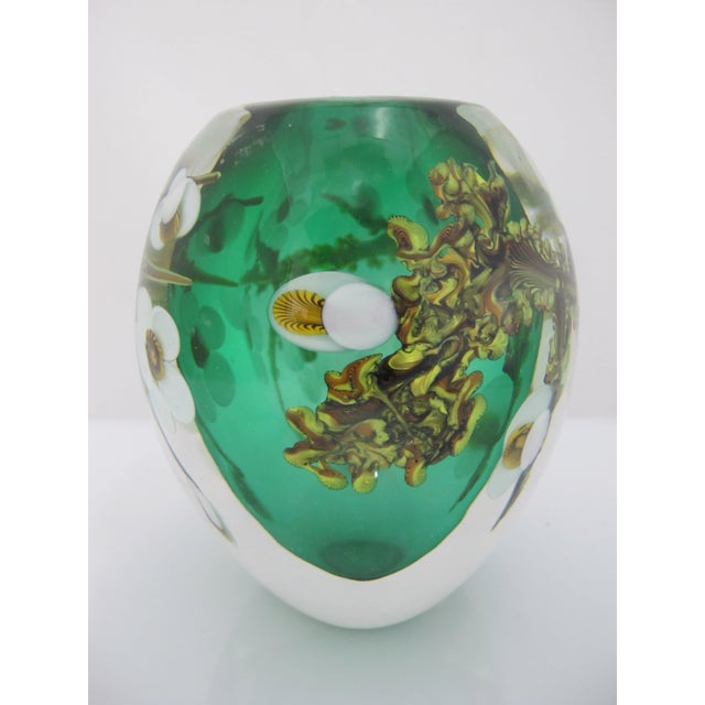 Glass Chris Heilman Multi-Layered Glass Green Plum Blossom Paperweight Vase Sculpture For Sale - Image 7 of 11