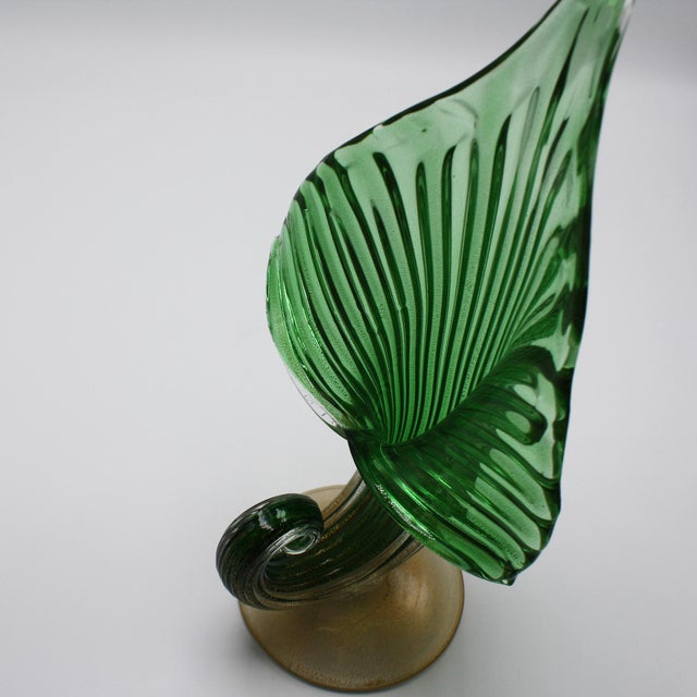 Archimede Seguso jack-in-the-pulpit vase with 24k gold inclusions, c. 1950 7”w X 5”d X 12 1/2” h