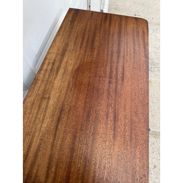 Vintage Duncan Phyfe Style Mahogany Pedestal Game Table With Brass Paw Feet For Sale - Image 9 of 12
