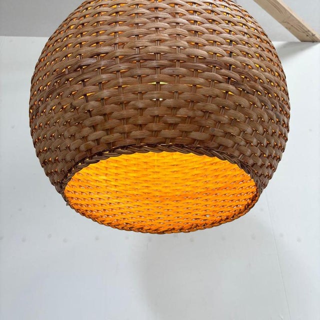 Wicker Pendant Light, 1960s For Sale - Image 4 of 14