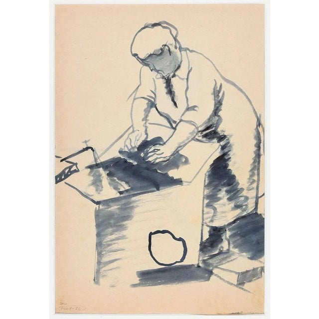 Woman - Original Watercolor Drawing by Ildebrando Urbani - 1931 1931 For Sale - Image 3 of 3