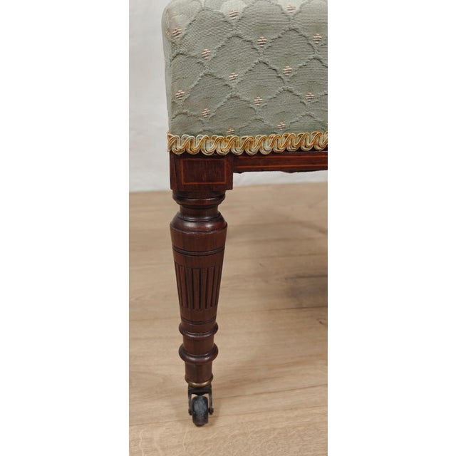 Edwardian Nursing Chair with Inlaid Motif Castors Upholstery, 1910 For Sale - Image 9 of 15