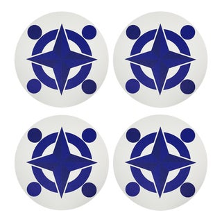 Constallations Compass, 16" Round Pebble Placemats, Set of 4 For Sale