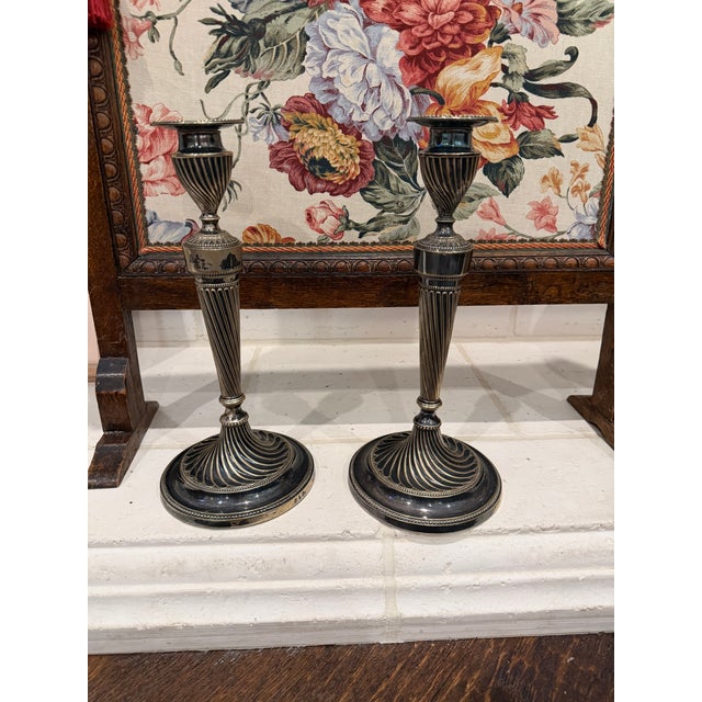 19th-Century Hawksworth, Eyre & Co. Silver-Plate Spiral Candlesticks, Pair For Sale - Image 4 of 9