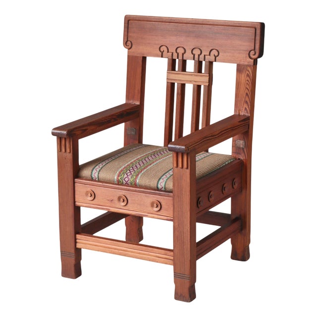 Art Nouveau Pinewood Artist´s Chair by Siegfried Wagner & Jens Peter Dahl-Jensen, Denmark, 1910s For Sale