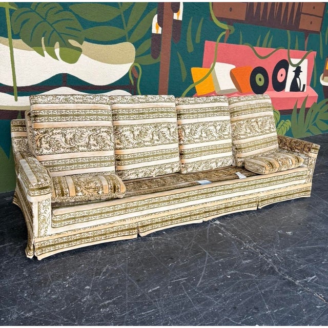 Green Mid Century Broyhill Velvet Sofa For Sale - Image 8 of 15