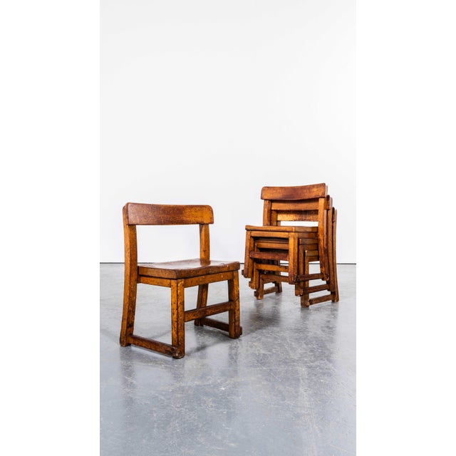 English Children's Stacking School Chairs, 1920s, Set of 4 For Sale - Image 6 of 11
