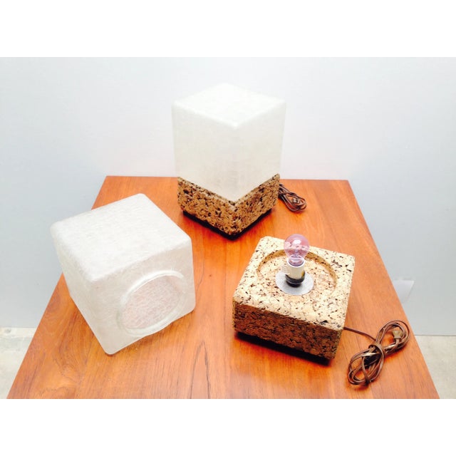 Mid-Century Modern Ice Cube Crackled Glass Table Lamps - A Pair For Sale - Image 3 of 10