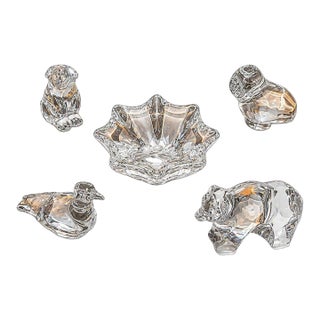 Set of Five Baccarat Crystal Animal Figures & Bowl. Late 20th Century. For Sale