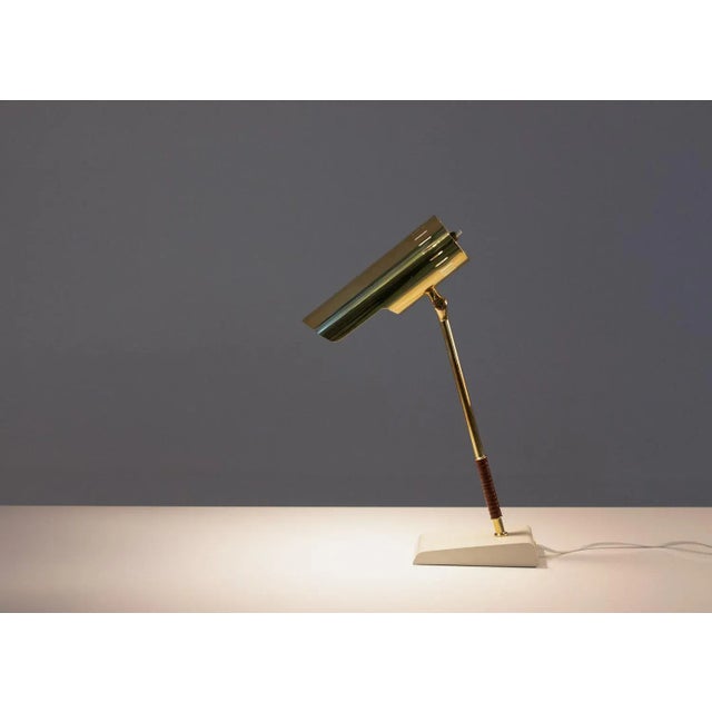 Mid-Century Swedish Table Lamp in Leather and Brass from Boréns For Sale - Image 4 of 8
