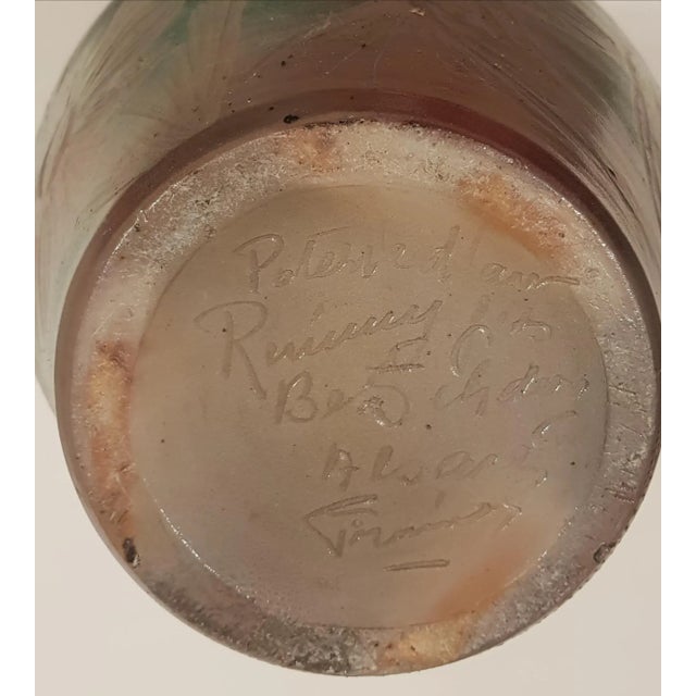 Floral Art Nouveau Earthenware Vase by Remmy Fils Betschdorf Alsace For Sale - Image 6 of 7