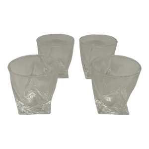 Modern Venero London Crystal Twisted Rocks Tumblers Glasses in Satin-Lined Box - Set of 4