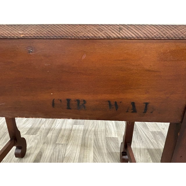 Antique American Empire Mahogany Writing Desk With Lyre Back Needlepoint Chair For Sale - Image 12 of 13