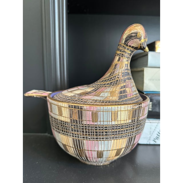 Vintage Aldo Londi Bitossi Seta Italian Pheasant Bird Lidded Compote Bowl For Sale - Image 14 of 18