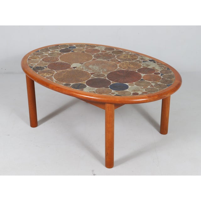 Tue Poulsen Coffee Table Teak & Ceramic attributed to Tue Poulsen for Haslev Mobelsnedkeri, Denmark, 1960 For Sale - Image 4 of 18
