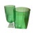Pair of Hand Blown Green Glass Hurricanes with Square Clear Glass Base by A Sonoma. Hurricanes Have Etched Leaf Design....