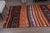 1960 Vintage Anatolian Flatweave Kilim Runner - Handwoven Striped Rug With Geometric Tribal Motifs - Red Yellow Black Accent Rug For Sale In San Francisco - Image 6 of 9