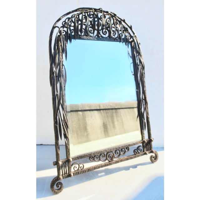 Antique French Iron Art Deco Table Mirror Circa 1920s For Sale - Image 11 of 17