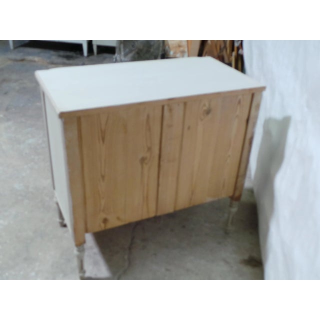 This is a unique 3 drawer Swedish Gustavian Chest of Drawers. its been restored and repainted with Milk Paints "Oyster White"