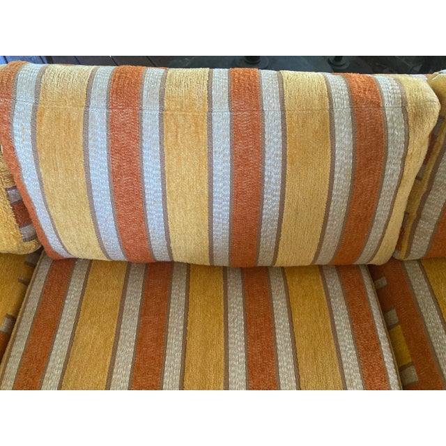1960s 1960s Harvey Probber Style Silvercraft Low Profile Tuxedo Couch in Original Striped Velour Fabric For Sale - Image 5 of 9