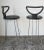 Postmodern Nobu Tanigawa for Fasem Italy "Nardis" Black Bar Stools with Back- A Pair For Sale - Image 3 of 13