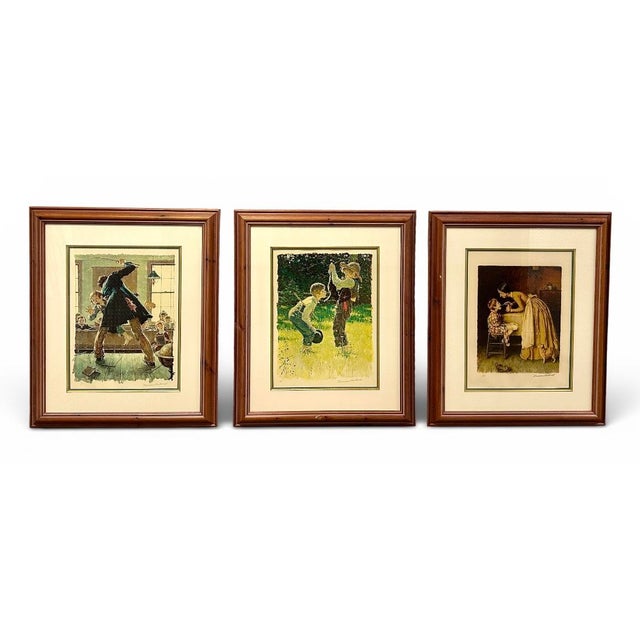 American 1970s Norman Rockwell Tom Sawyer Suite of 3 Framed Limited-Edition Collotypes For Sale - Image 3 of 18