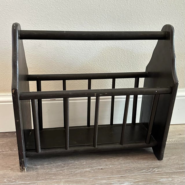 Vintage 1900s Dark Brown Wood Magazine Rack For Sale - Image 11 of 11