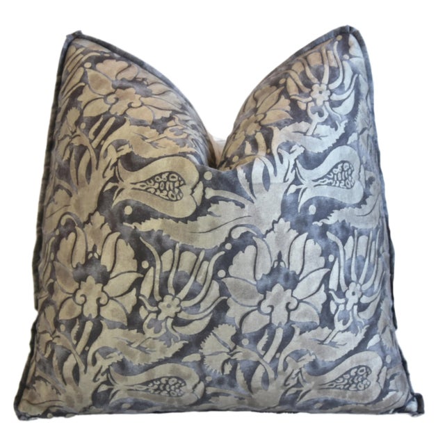 Early 21st Century Designer Italian Mariano Fortuny Melgrana Botanical Pomagrante Feather/Down Pillow 21" Square For Sale - Image 5 of 8