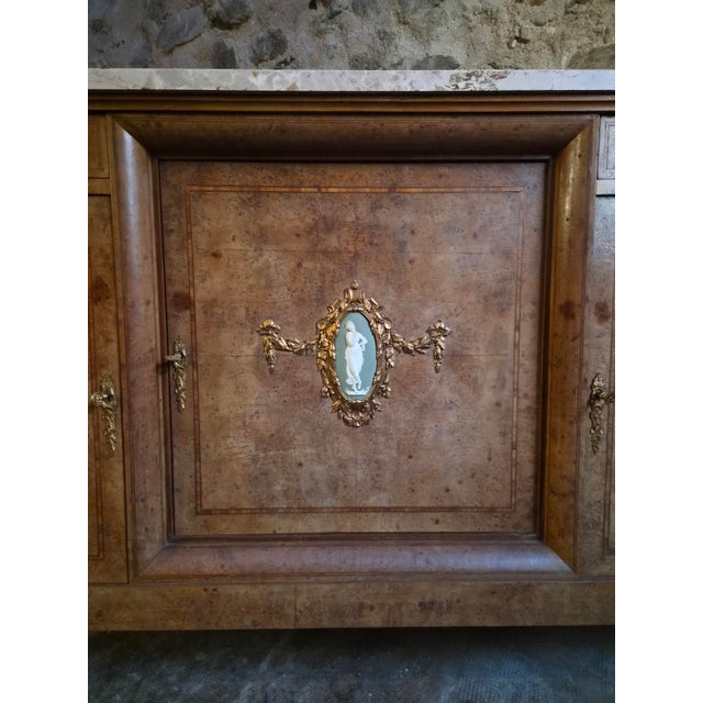 Antique Louis XVI Burr and Elm Cabinet with Marble Top, 1890s For Sale - Image 11 of 18