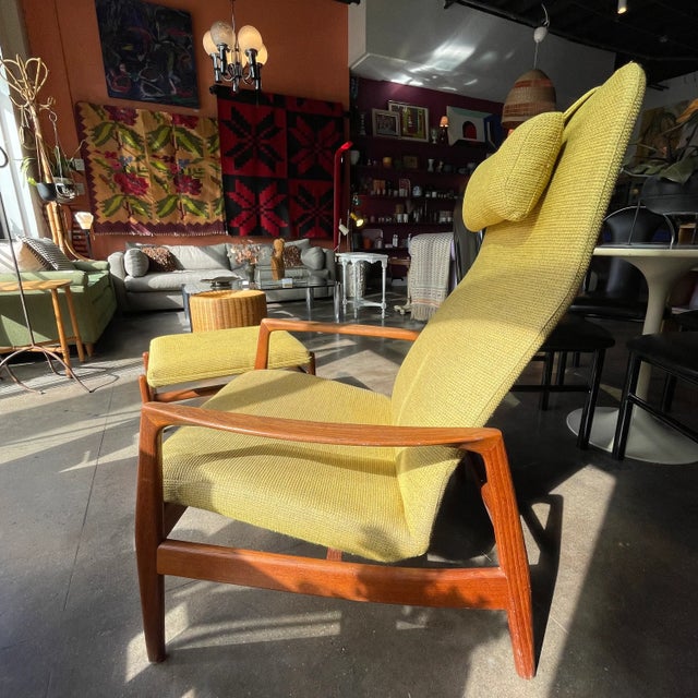 Mid-Century Modern 1960's Vintage Dux Armchair + Ottoman Set For Sale - Image 3 of 13