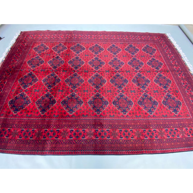 Handmade Khal Mohammadi Turkmen Rug With Deep Red Gul Motifs – 6.7×9.9ft For Sale - Image 6 of 8