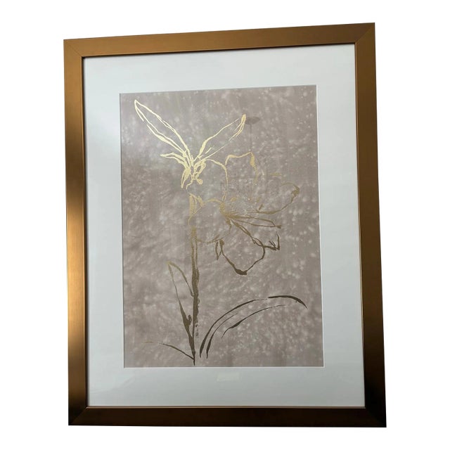 Gold Foil Watercolor Artwork by Chelsea House For Sale