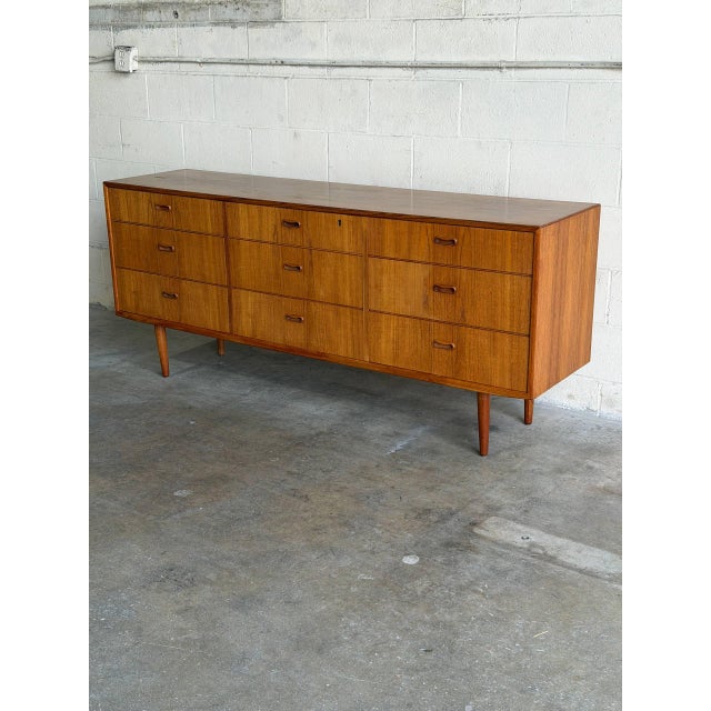 1960s In Style of Arne Vodder Teak Dresser Wooden Lowboy Chest of Drawers Denmark Mid-Century Modern 1960s For Sale - Image 5 of 9
