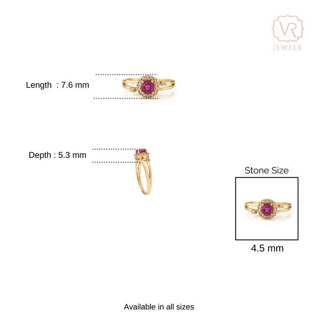 Vintage Inspired Round Ruby & Diamond Halo Ring Size 6.5 in 14k Yellow Gold For Sale - Image 9 of 14