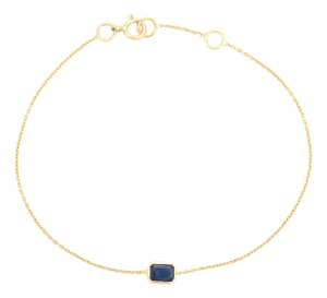 Egyptian Style Bezel Set Deep Sapphire Bracelet in 14k Yellow Gold