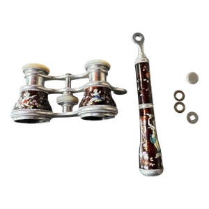 Victorian Floral Cupid & Maiden Hand Painted Enamel Decorated Opera Glasses