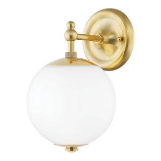 Hudson Valley Lighting Mark D. Sikes Sphere No.1 1-Light Wall Sconce, Aged Brass For Sale