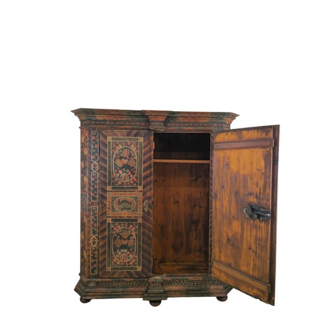 South German Painted Folk Cupboard with Floral Paintings, 1814 For Sale - Image 4 of 9