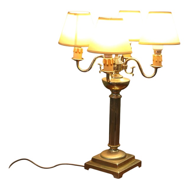 Large Brass 4-Branch Table Lamp, 1960s For Sale