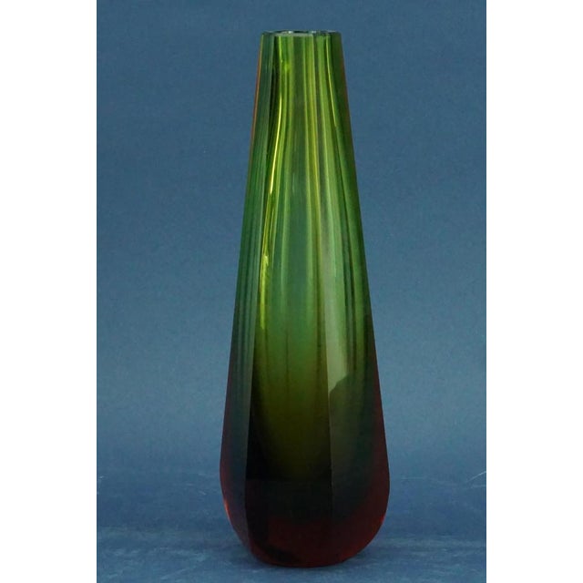 Vintage Green and Red Sommerso Glass Vase from WMF Ikora Krystall, German, 1960s For Sale - Image 4 of 18
