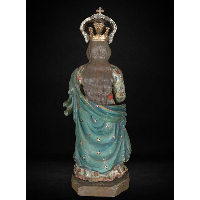 Wood Antique Peruvian Polychromed Wood Sculpture, 1750 For Sale - Image 7 of 12
