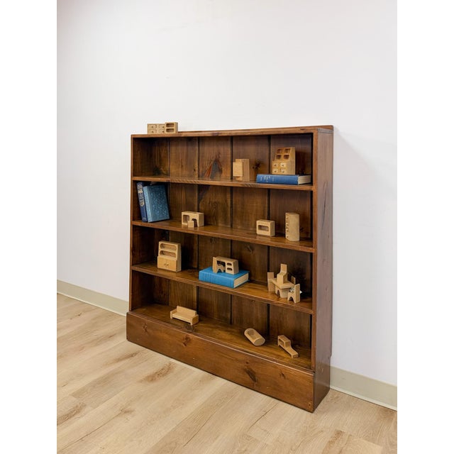 Vintage MCM Solid Walnut Four Shelf Bookcase Shallow Display MidCentury Shelving For Sale - Image 11 of 17