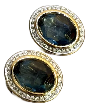 Nina Ricci Oval Gold-Tone/Rhinestone Clip Earrings