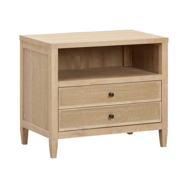 Boho Chic Bristol Park Whitewashed Oak Wood Nightstand For Sale - Image 3 of 9